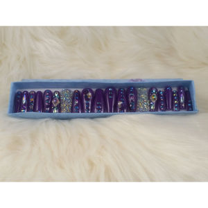 dark purple press on nails with bling